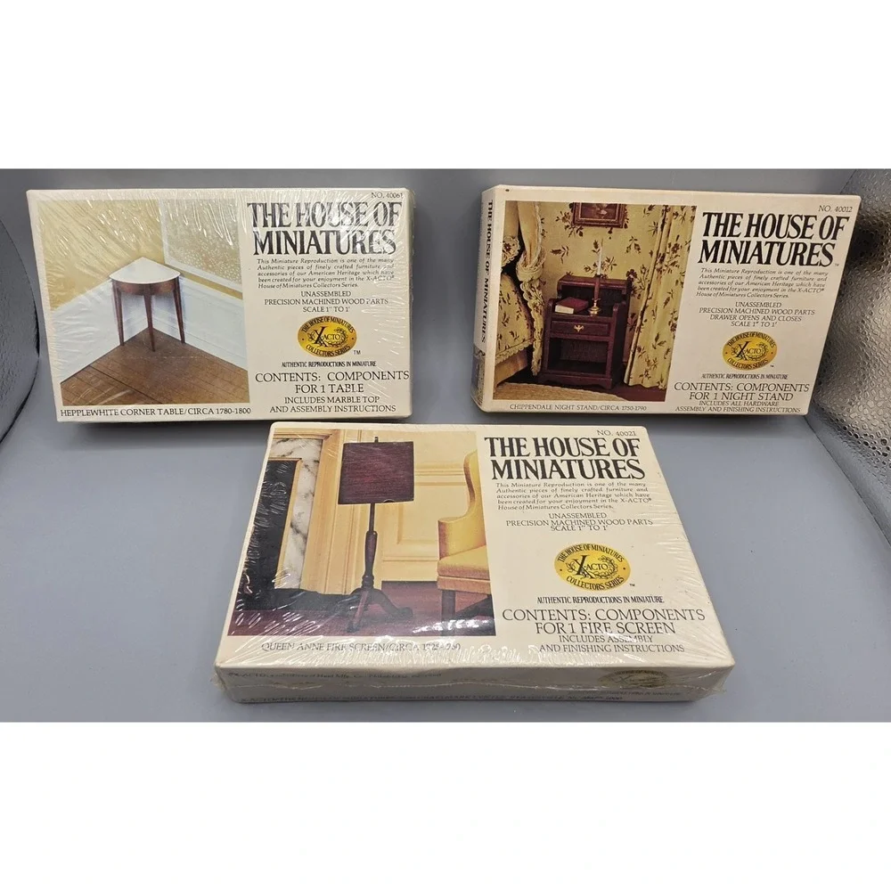 Vintage X-Acto House of Miniatures Wood Furniture Kits Lot of 3 1:12 Scale